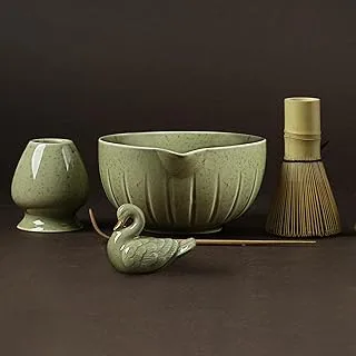 Conjunto Matcha Cerâmica e Bambu 5 Peças