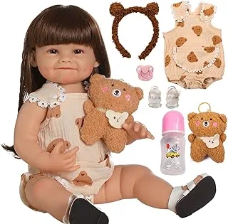 Bebê Reborn Silicone Menina Sorriso Urso