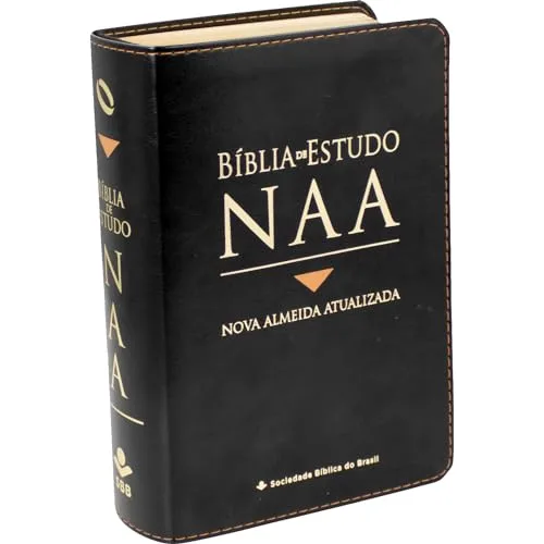 Bíblia Sagrada NAA de Estudo, Letra Regular, com mapa, Tamanho Grande, Capa Couro Sintético Preta: Nova Almeida Atualizada (NAA)