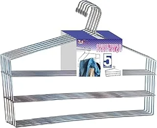Kit 5 Cabides Triplos Aço Cromado