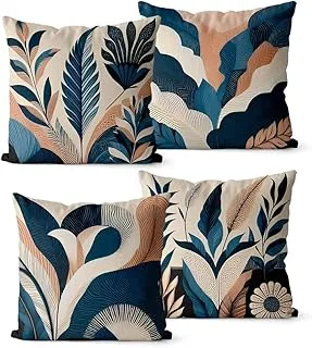 Kit 4 Capas Floral Abstrato Marinho