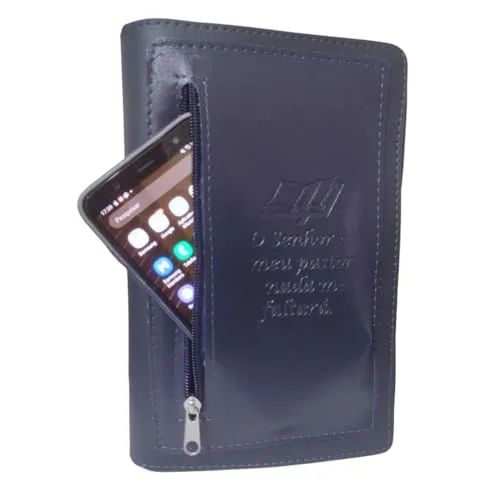 capa para bíblia grande com zíper e bolso externo número 13 (azul)
