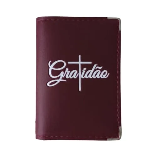 Capa para Bíblia Média com Zíper Couro Sintético Design Gratidão Vinho | N° 11