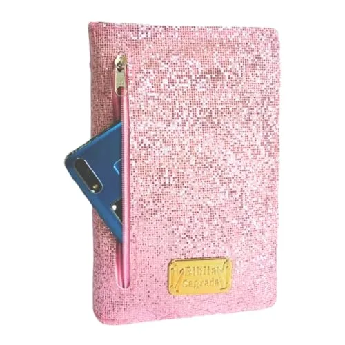 Capa para Bíblia Média Feminina Glitter Brilho com Zíper