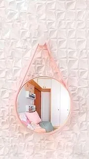 Espelho Redondo 60cm Rosa Bebê