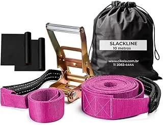 Slackline Rosa 10 M Com Catraca Reforçada