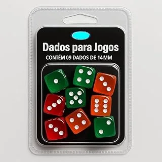 Kit 9 Dados Coloridos Transparentes