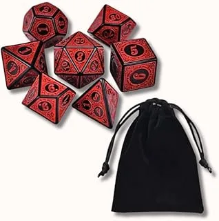 Kit RPG Vermelho Runas com Bolsa