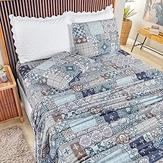 Jogo Lençol Casal Percal Estampado Patchwork