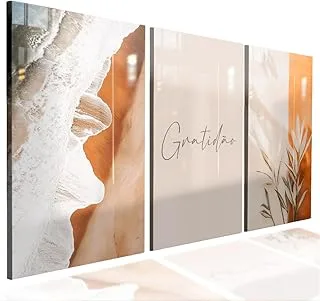 Kit 3 Quadro Decorativo Gratidão Cores Neutras