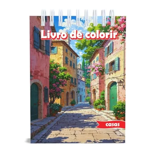 Livro de colorir Casas, A5, gramatura 120g, 50 desenhos, capa dura