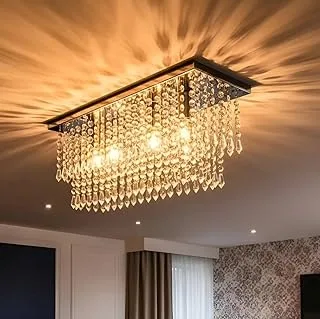 Lustre Cristal Retangular Inox