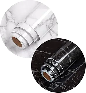 Papel Adesivo Mármore Brilhante Preto