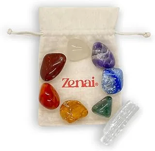 Kit Pedras Grandes 7 Chakras + Selenita Zenai