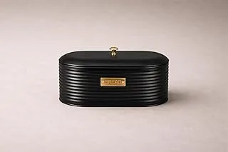 Porta Pão Metal Preto Detalhes Dourados