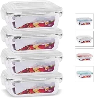 Kit 4 Potes Retangulares 370ml Branco