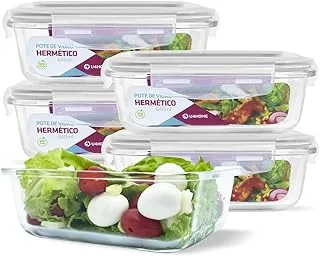 Kit 5 Potes de Vidro 640ml QH