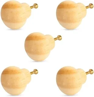 Kit 5 Puxadores Madeira Redondos