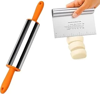 Kit Rolo De Massa Em Inox Com Espátula