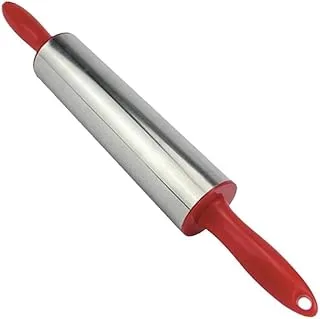 Rolo Para Abrir Massas Aço Inox Vermelho
