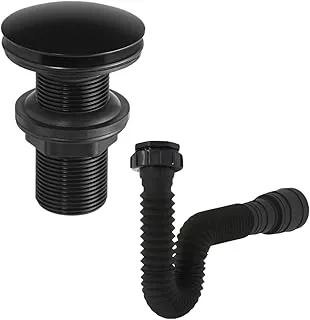 Kit Válvula Click e Sifão Preto Fosco