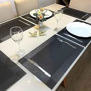 Kit 6 Peças Jogo Americano Retangular Preto