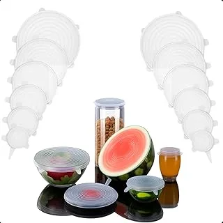 Kit Com 12 Tampas De Silicone Para Potes Quadrados Redondos