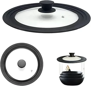 Tampa Universal De Vidro Com Borda De Silicone Preta
