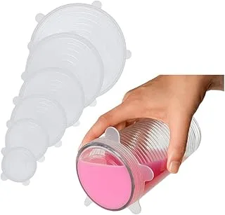 Kit Com 6 Tampas De Silicone Para Potes Quadrados E Redondos
