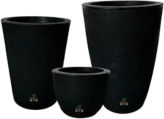 Kit 3 Vasos Decorativo Acabamento Grafiato Preto